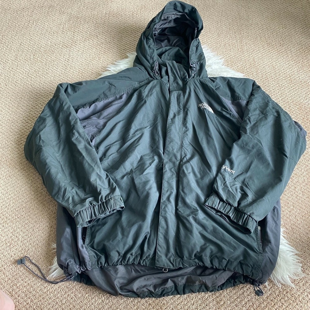 The North Face Jacket Mens XL Hyvent Hooded Zip Up Fleece Lined Soft‎ Shell
